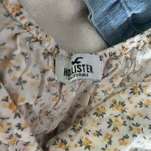 Hollister Cream Blouse with Yellow Floral Design